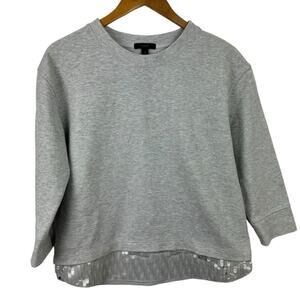 J.Crew Heather Gray Sequin Trim Boxy Fit Sweatshirt Size Small B7027